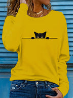 Chic Cat Graphic Women's Long Sleeve T-Shirt