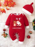 Festive Baby Romper & Hat - Cozy Holiday Delight