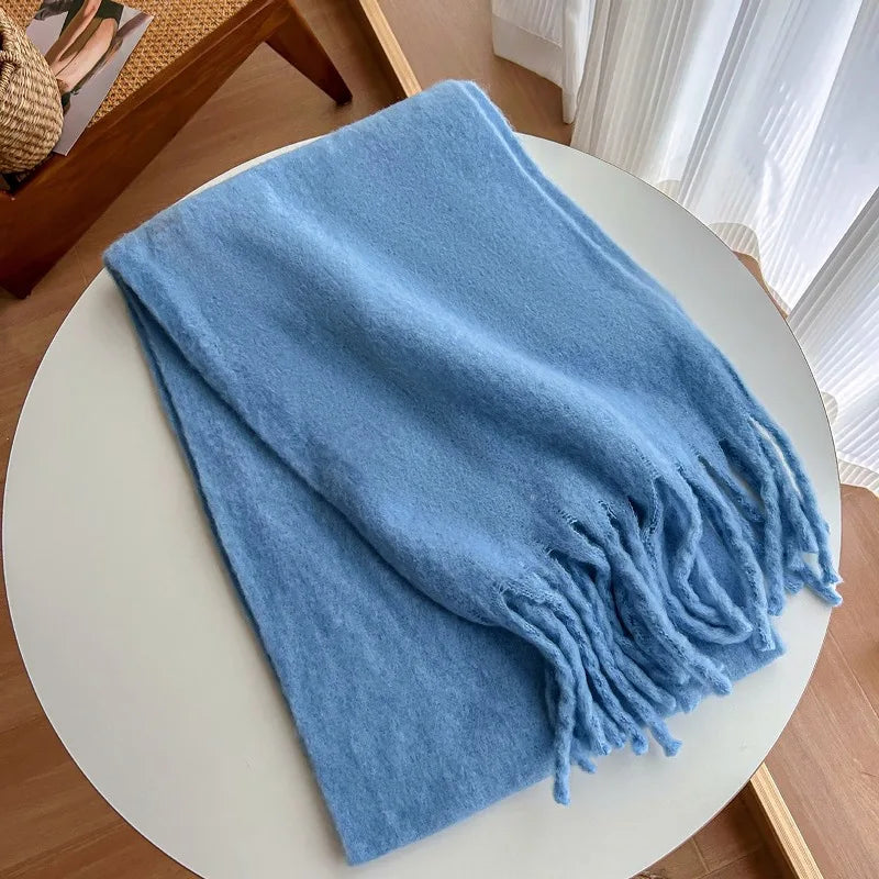 Luxurious Pink Cashmere-Feel Winter Scarf for Women