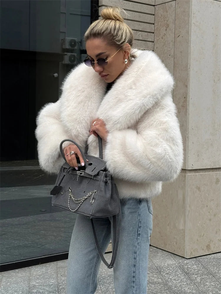 Tossy Winter Fashion Fur Feather Outwear For Women Lapel High Waist Warm Loose Long Sleeve Commute Coat Female Fur Feather 2025