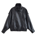 Chic Black Faux Leather Motorcycle Jacket for Women