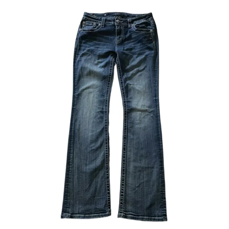 Embroidered Wing Pocket Boot Cut Jeans