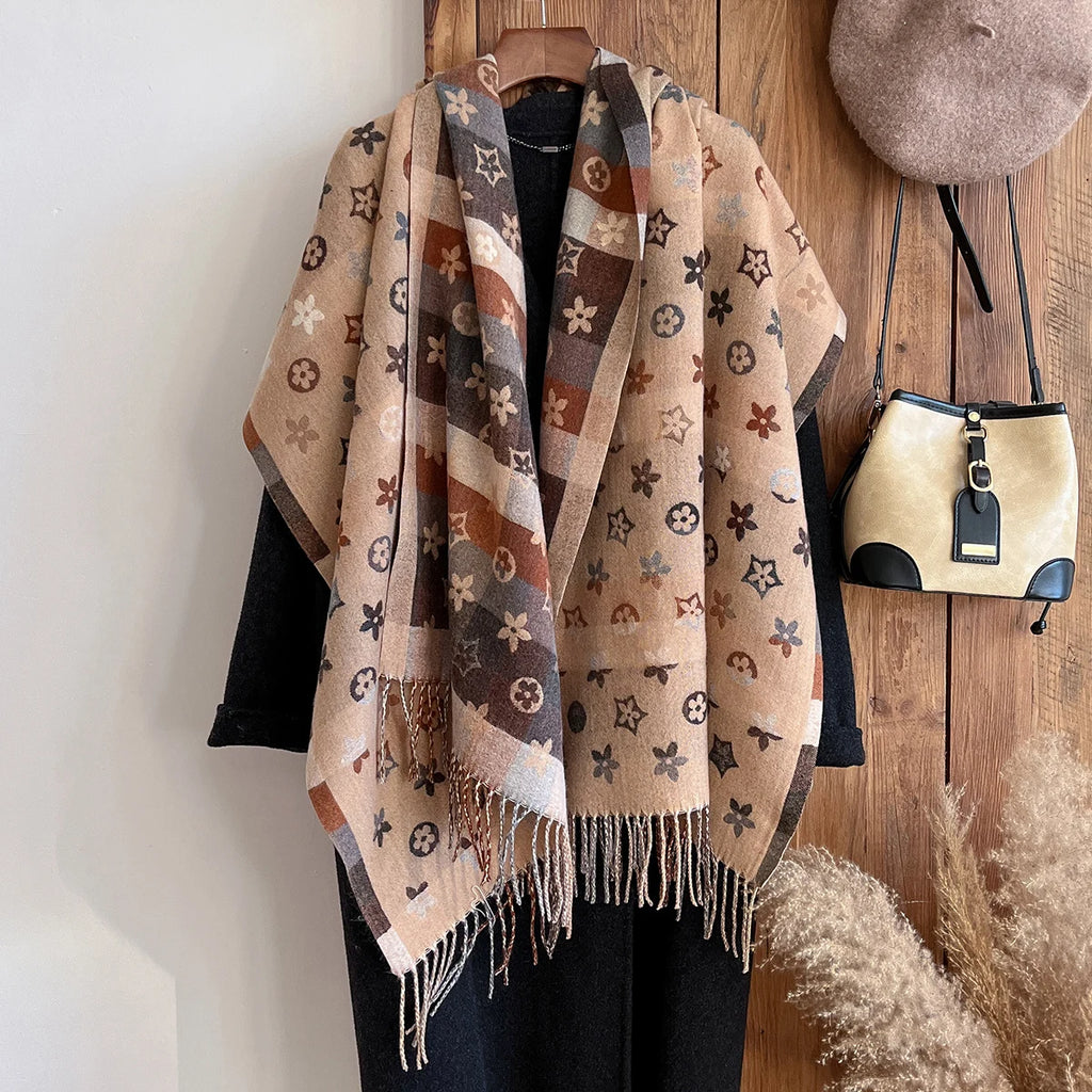 New Brand National Style Cashmere Scarf Winter Women Pashmina Shawls Warm Blanket Wraps Female Foulard Bandana Thick Scarves