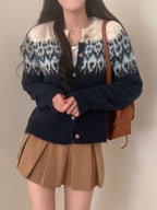 Retro Korean Sle Color Blo Long Sve Knitwear Cardigan Women's Slimming Faionable Top for Autumn 2025 Spring Season