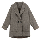Woolen Suit Jacket for Women Autumn Winter Korean Loose Casual Blazers Thick warm Pocket Turndown Collar Women's Coat