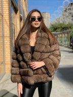 Women's Faux Fur Plush Cropped Coats Solid Lapel Hidden Button Full Sleeves Loose Short Coat 2025 Lady Daily Winter Down Jacket