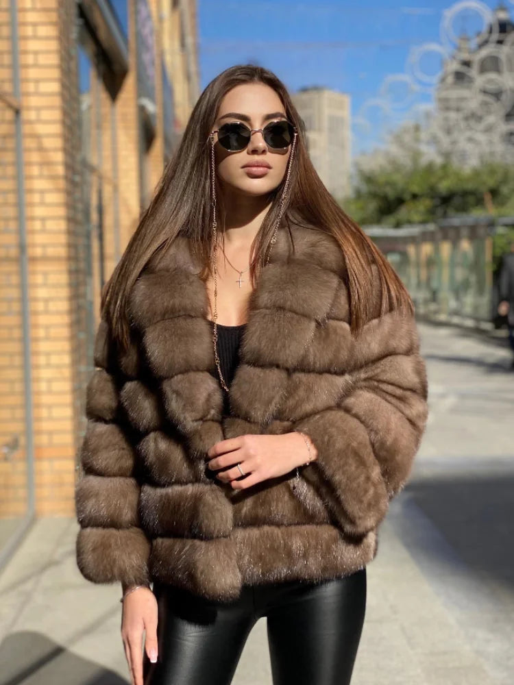 Women's Faux Fur Plush Cropped Coats Solid Lapel Hidden Button Full Sleeves Loose Short Coat 2025 Lady Daily Winter Down Jacket