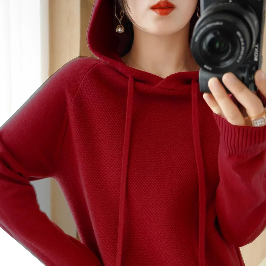 Elegant Hooded Knit Sweater for Women - Autumn/Winter Essential