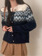 Retro Korean Sle Color Blo Long Sve Knitwear Cardigan Women's Slimming Faionable Top for Autumn 2025 Spring Season