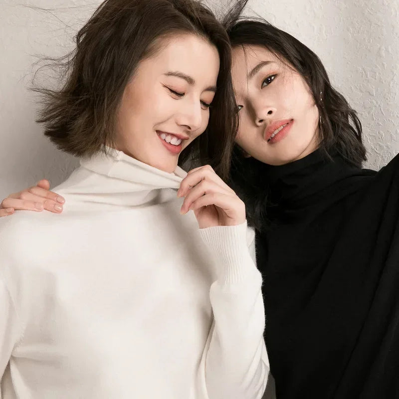 Autumn Winter Sweater Turtleneck Slim Fit Basic Pullovers 2025 Fashion Korean Knit Tops Bottoming Womens Sweater Stretch Jumpers