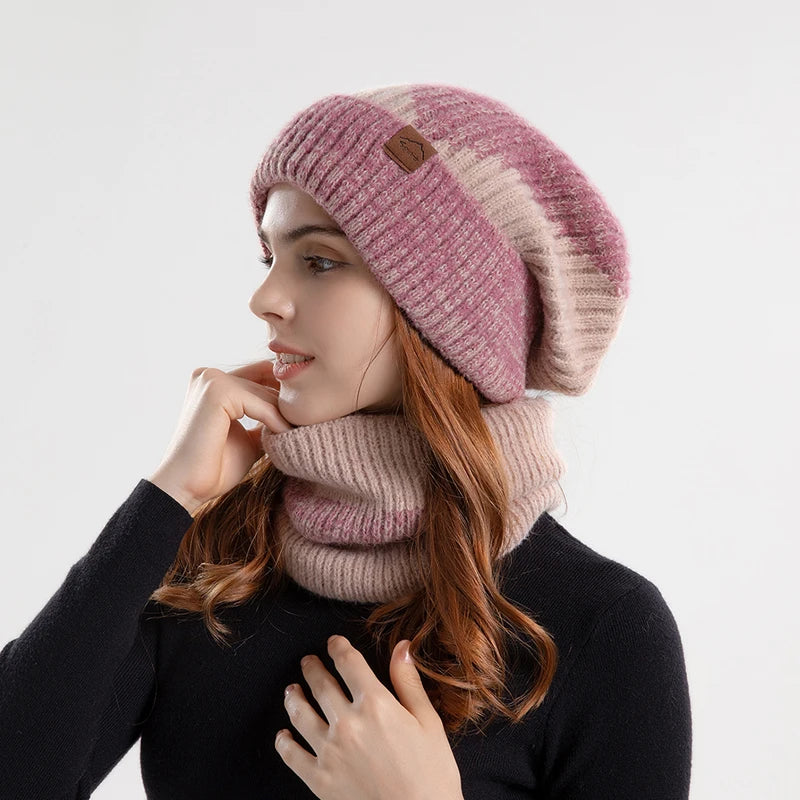 Elegant Winter Knit Hat & Scarf Set for Women