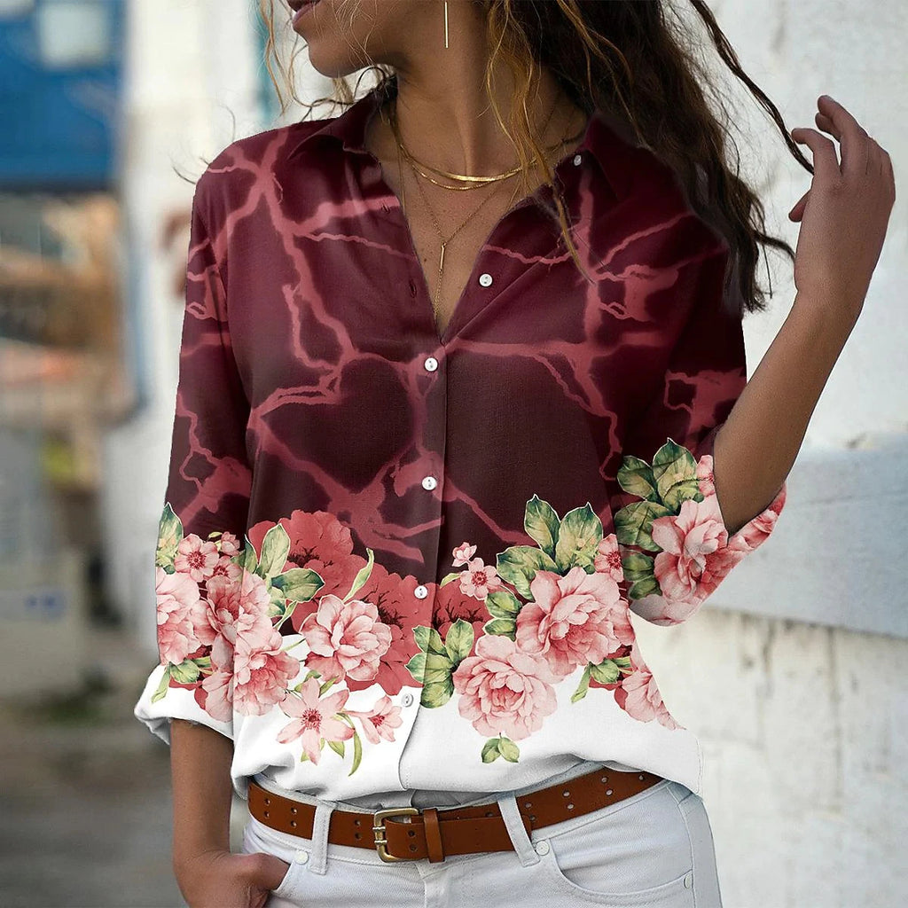 Elegant Women's Loose Fit Floral Blouse
