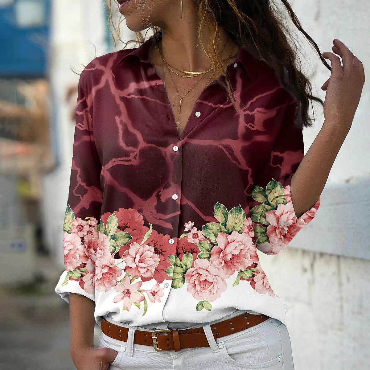 Elegant Women's Loose Fit Floral Blouse
