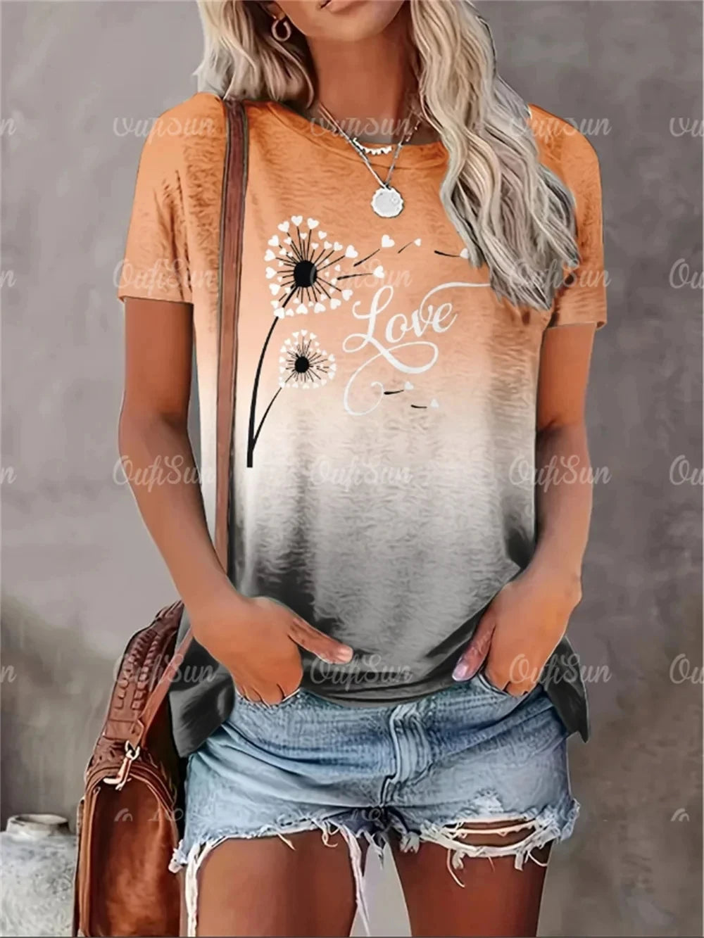 Chic Heart Print Oversized T-Shirt for Women