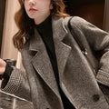 Woolen Suit Jacket for Women Autumn Winter Korean Loose Casual Blazers Thick warm Pocket Turndown Collar Women's Coat