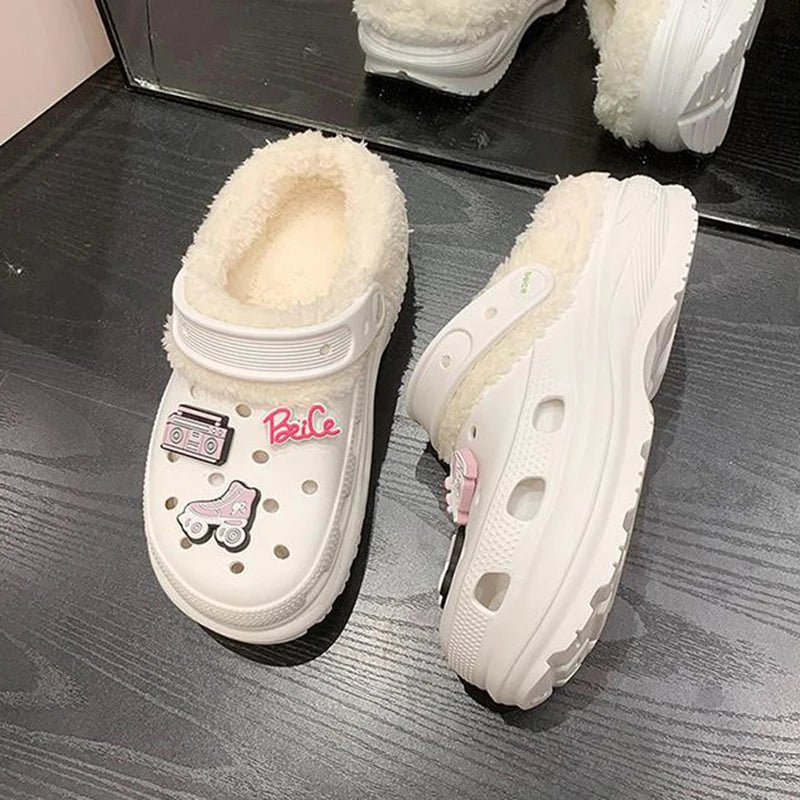 Winter cute women  Slippers Warm Cotton Shoes Casual Slides EVA Plush Shoes Comfortable Light Slippers Indoor Shoes For Couple