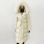 Elegant Women's Winter Down Coat with Fox Fur Hood