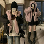 Double Sided Winter Coat Women Clothing Imitation Mink Fur Fur Hooded Cotton Jacket Female Warm Cotton-padded Clothes Outerwea