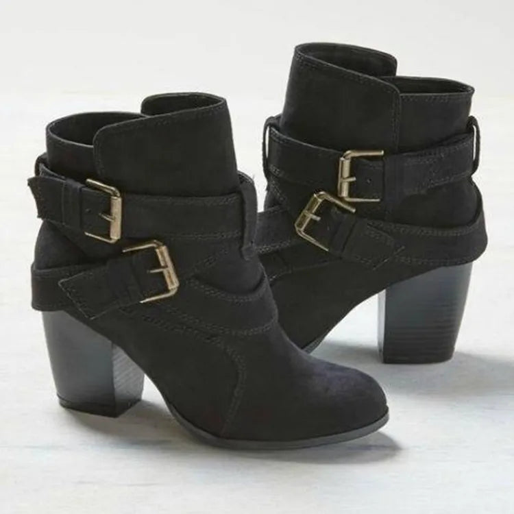 Versatile Winter Ankle Boots with Buckle Detail