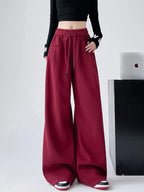 Botvotee 2025 Calça de moletom feminina estilo americano – Calça de salão larga com bainha curvada e corredores fluidos outono solto ajuste casual streetwear