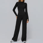 Yoga Sets Women Tracksuit Long Sleeve Zipper Pocket Jacket High Waist Wide Leg Pants Sports Set Gym Running Fitness Suit