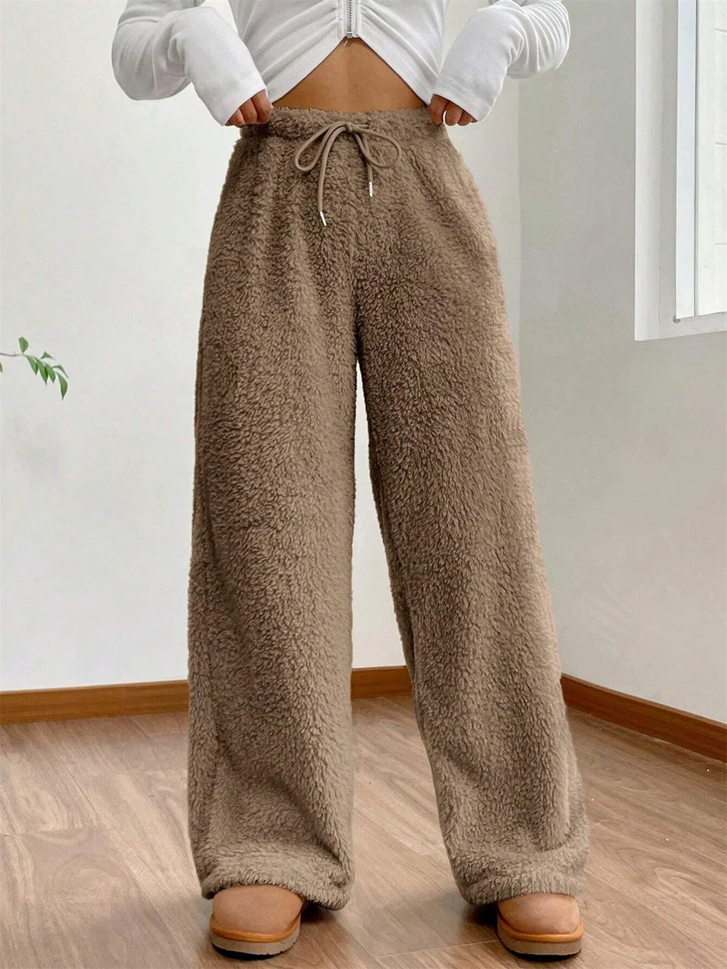 Chic Plush Drawstring Pants - Ultimate Cozy Elegance