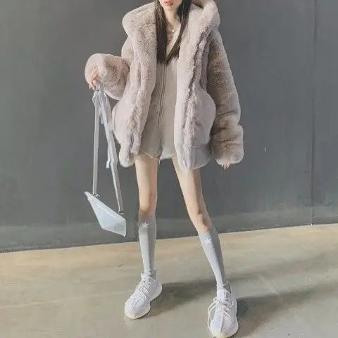 Luxurious Faux Fur Hooded Coat for Women
