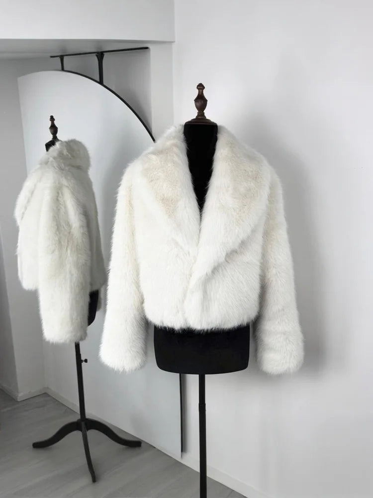 Tossy Winter Fashion Fur Feather Outwear For Women Lapel High Waist Warm Loose Long Sleeve Commute Coat Female Fur Feather 2025