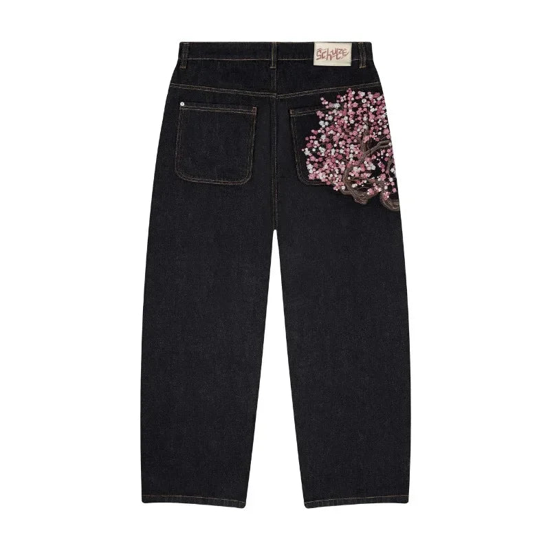 Embroidered Wing Pocket Boot Cut Jeans