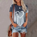 Chic Heart Print Oversized T-Shirt for Women