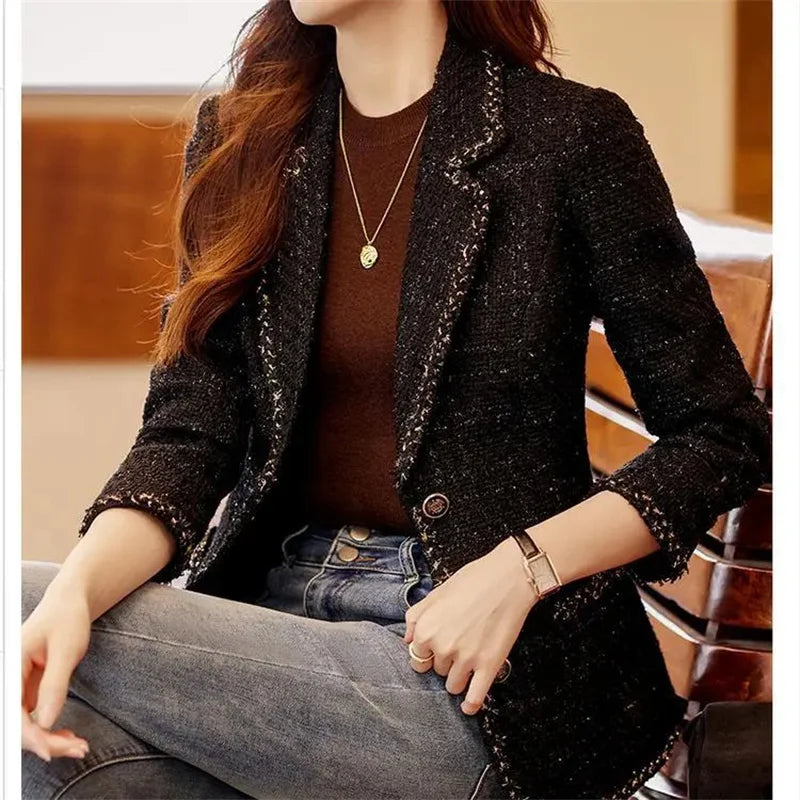 Spring Autumn Casual Blazer Jacket Women New Fashion Temperament Slim Ladies Coat Tops Single breasted Elegant Female Blazers