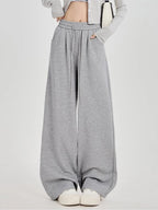 Botvotee 2025 Calça de moletom feminina estilo americano – Calça de salão larga com bainha curvada e corredores fluidos outono solto ajuste casual streetwear