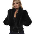 Elegant Faux Fur High Collar Women's Jacket