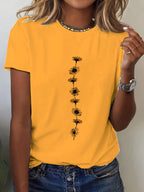 Women'S Casual Sunflower Print T-Shirt Short Sleeve Crew Neck Top Perfect for Summer Casual Wear Sunflower Graphic Tee