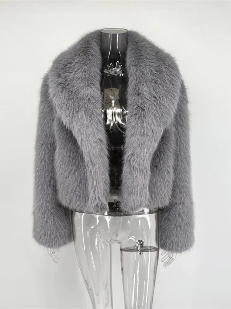 Elegant Faux Fur Feather Coat - Women's Winter Chic