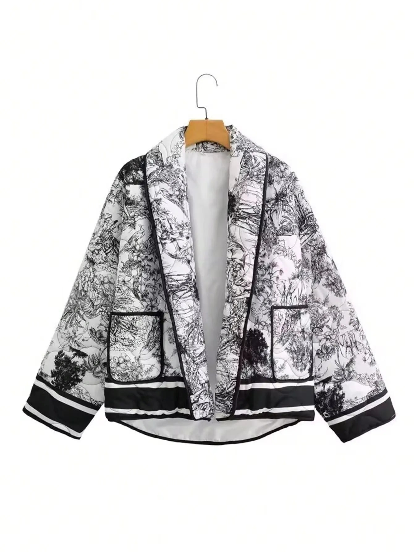 Elegant Quilted Jacket with Pockets - Women's Fashion