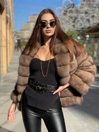 Women's Faux Fur Plush Cropped Coats Solid Lapel Hidden Button Full Sleeves Loose Short Coat 2025 Lady Daily Winter Down Jacket