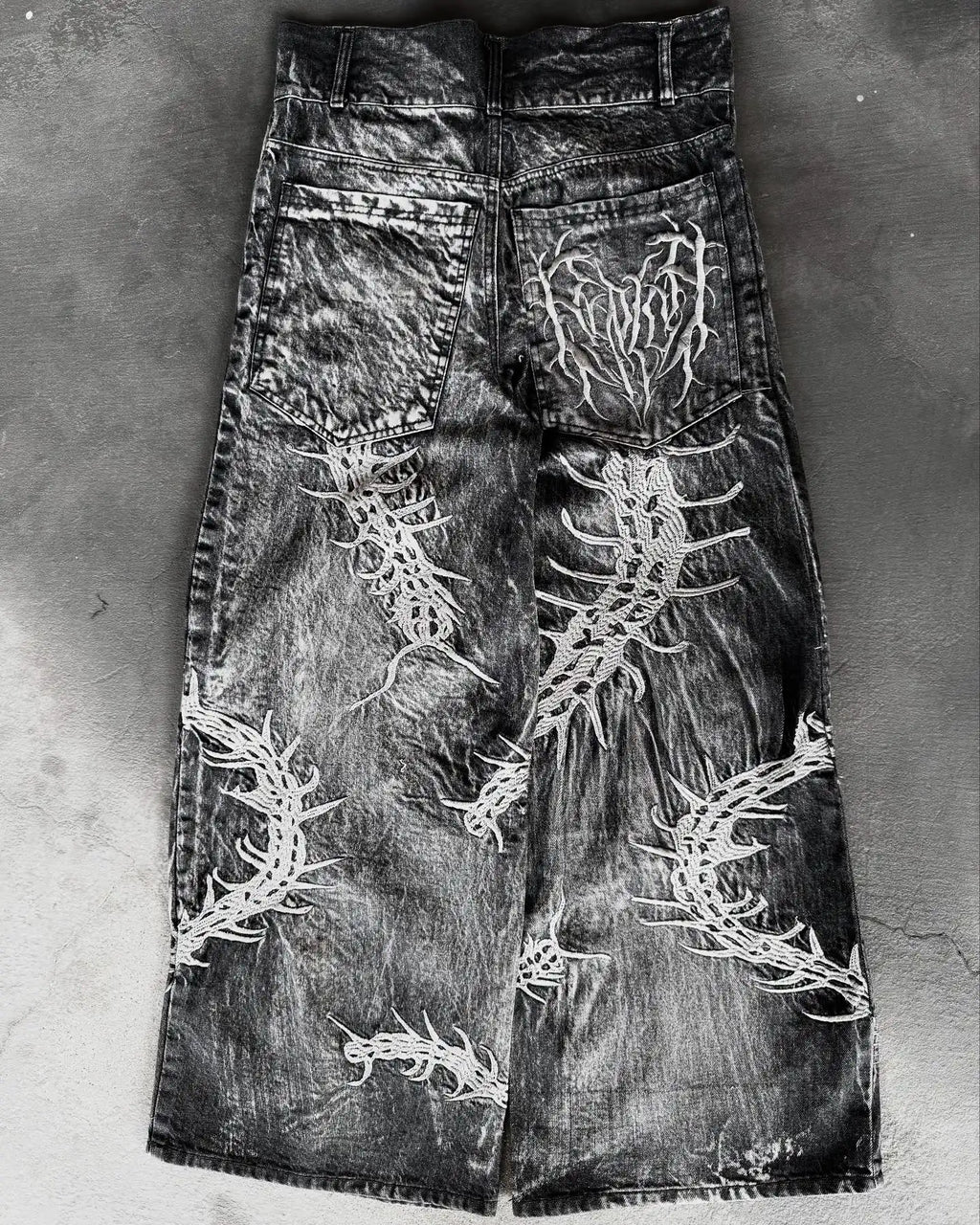 Embroidered Wing Pocket Boot Cut Jeans