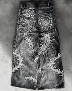 Embroidered Wing Pocket Boot Cut Jeans