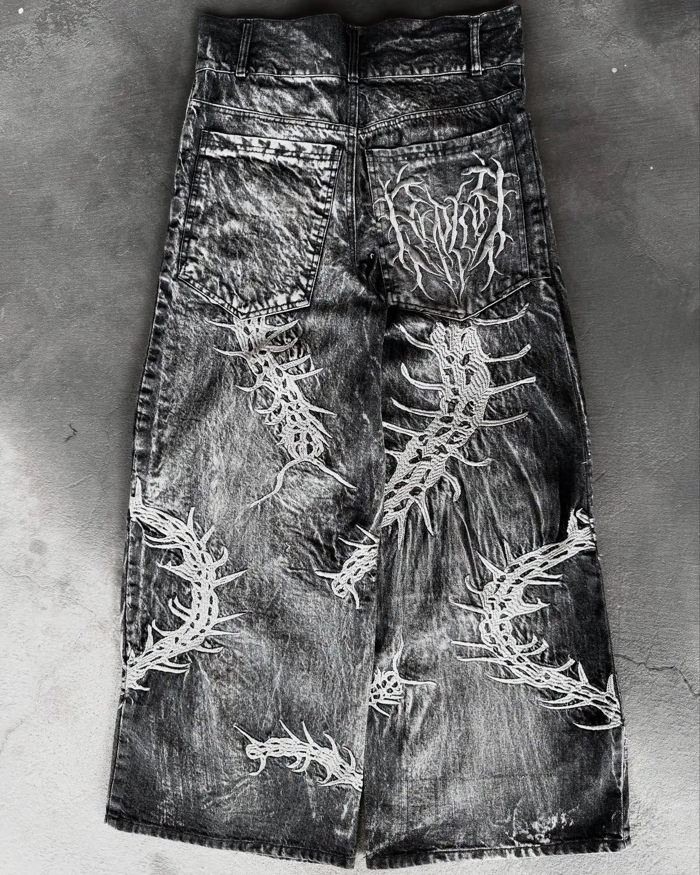 Embroidered Wing Pocket Boot Cut Jeans