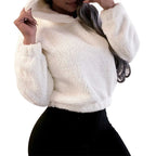 Inverno coreano moda orelhas de urso bonito solto hoodie fofo com capuz quente moletom manga longa topo sólido pulôver roupas para mulher