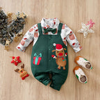 Christmas Newborn Baby Romper cotton Winter velvet green Santa Elk long sleeve Unisex Baby Bodysuits  0-18 months baby Clothes