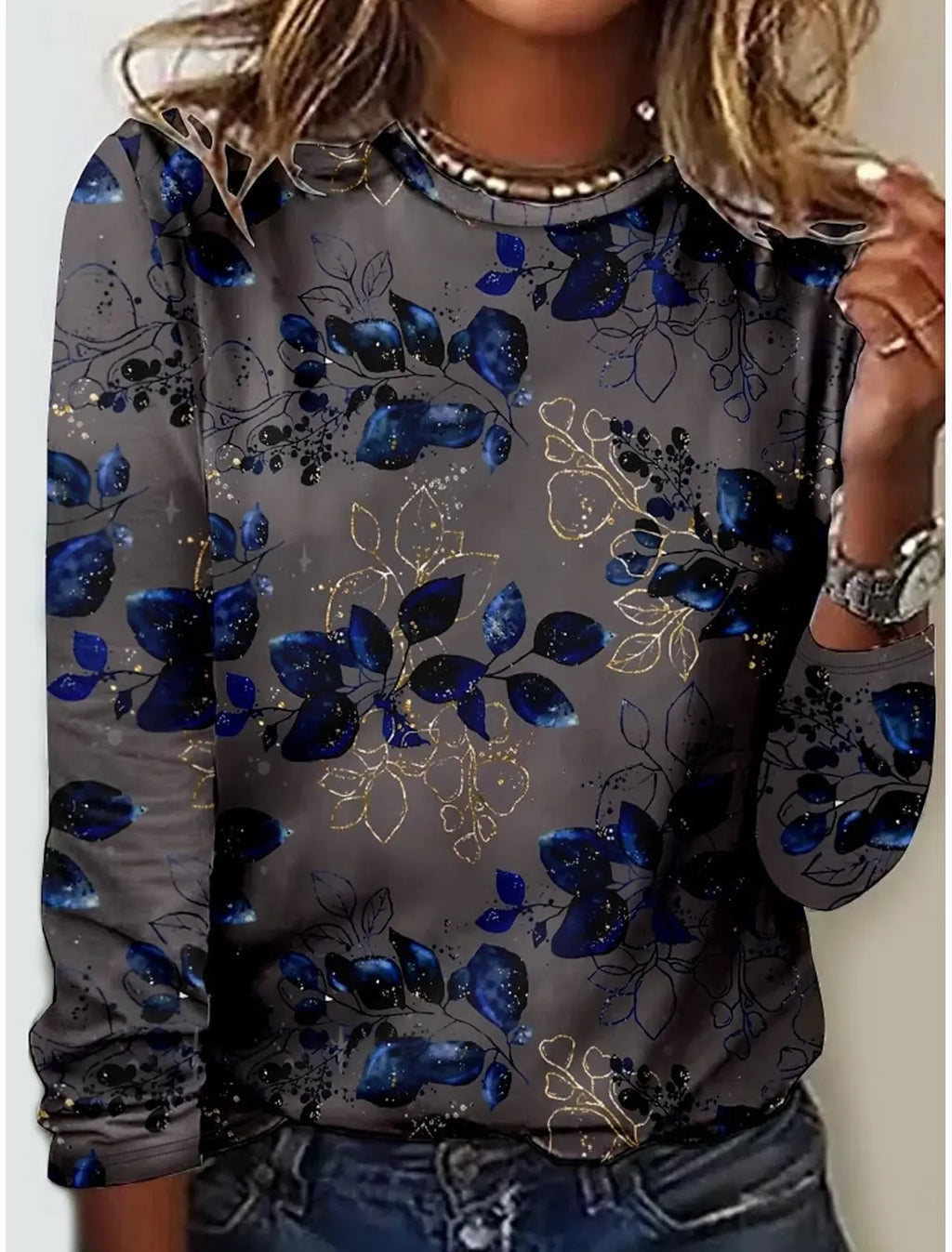 Vintage Flower 3d Print Long SleeveT-Shirt Casual Women's Clothing Long Sleeve T-shirt Fashion Casual Oversized Tops Tees Female