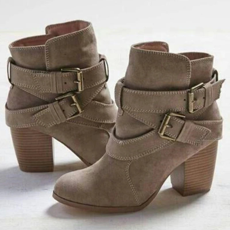 Versatile Winter Ankle Boots with Buckle Detail