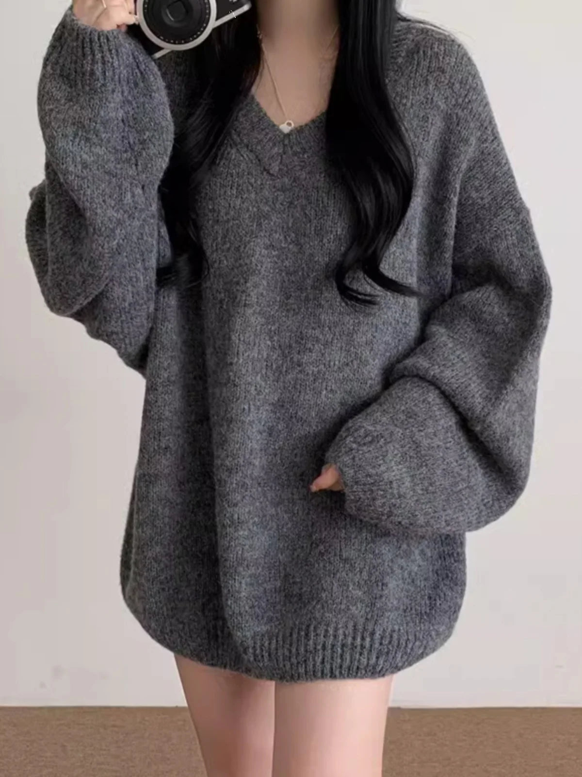 Soft Cozy Knitwear Women's Loose Sle Autumn Winter New Faion V-Ne Long Sve Sweater Korean Commute Sle Outerwear