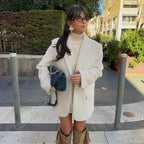 MUJER 2025 Faux Fur Women's Blazers Fashion Outerwears Straight Long Blazer Woman Long Sleeve New Coats and Jackets for Women