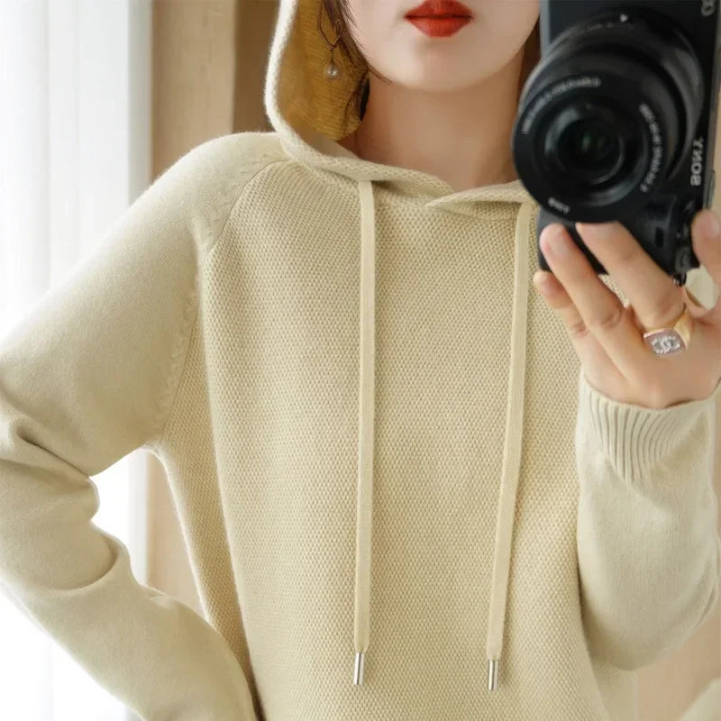 Elegant Hooded Knit Sweater for Women - Autumn/Winter Essential