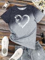Chic Heart Print Oversized T-Shirt for Women