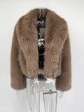 Elegant Faux Fur Feather Coat - Women's Winter Chic