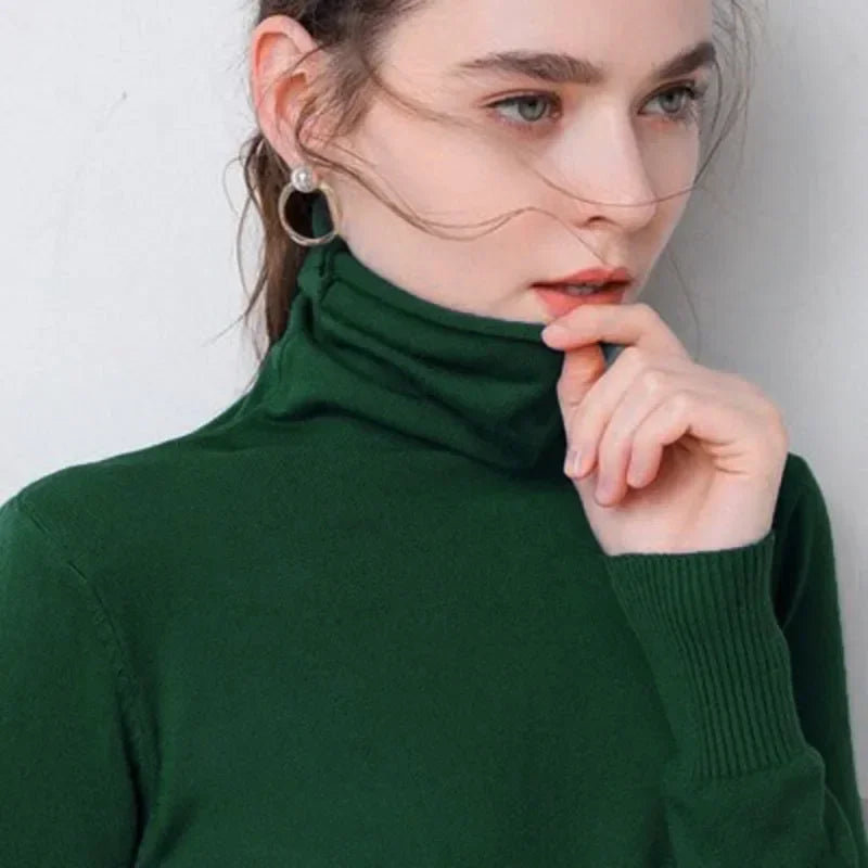Elegant Turtleneck Slim Fit Women's Knit Sweater